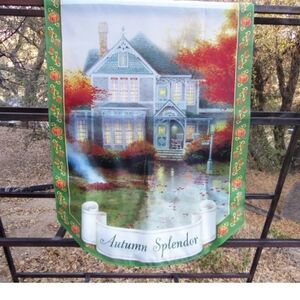 NWT Thomas Kinkade Autumn Splendor House Flag Garden Banner with COA